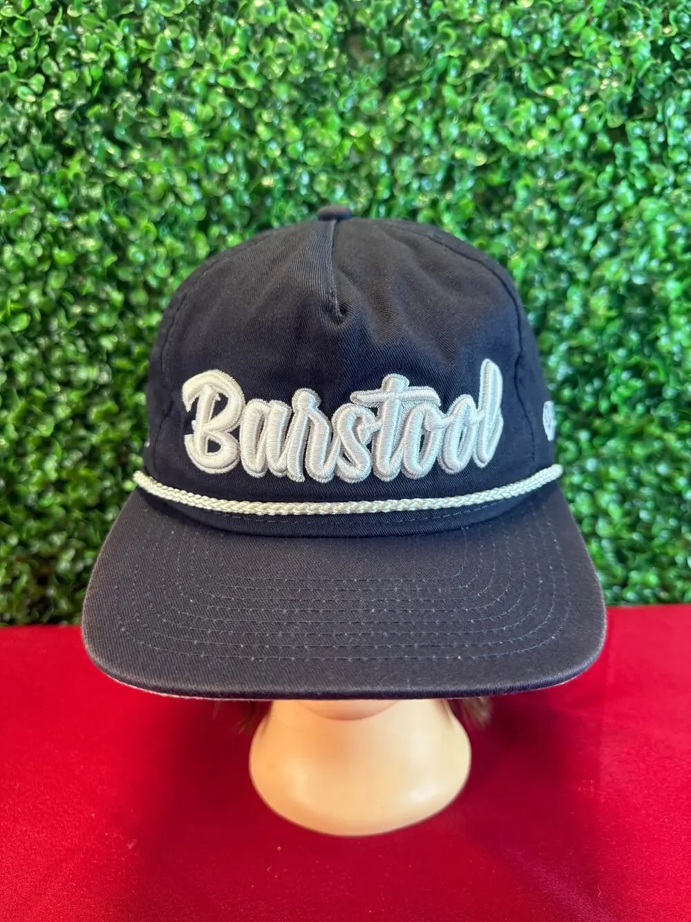 Barstool Sports New Era Script Golfer Hat Black White Rope Snapback Cap Retro